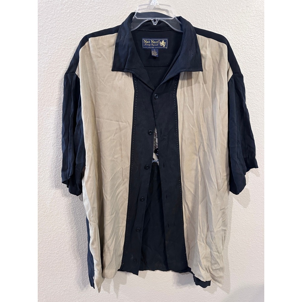 Nat Nast‎ Luxury Originals Silk Rayon Button Up Shirt Latin Quarter XL